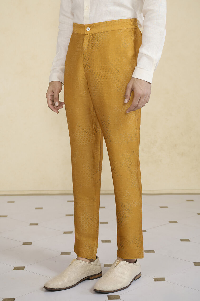 Mustard Silk Trousers, Mustard, image 2